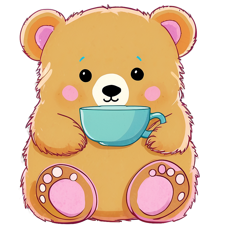 Kawaii Bear And Cup Of Tea Png 06292024 Image