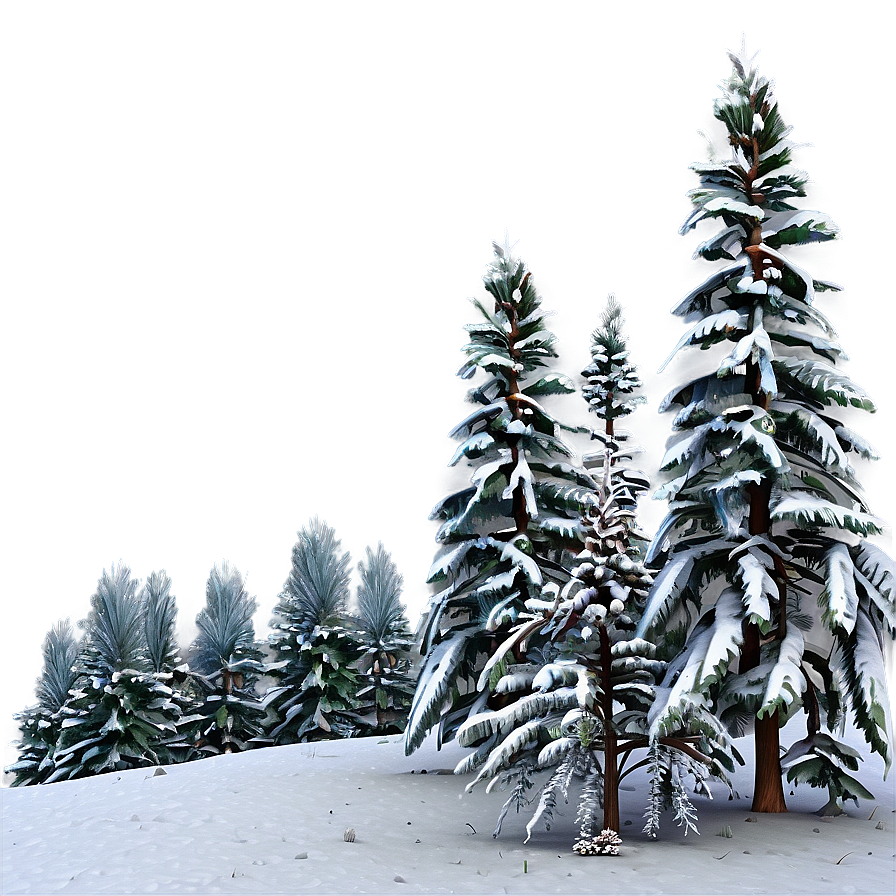 Winter Pine Trees In Snow Png Bkm Image