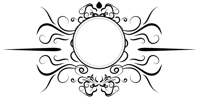 Abstract Floral Frame Blackand White PNG Image