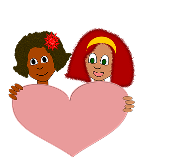 Animated Couple Holding Heart PNG Image