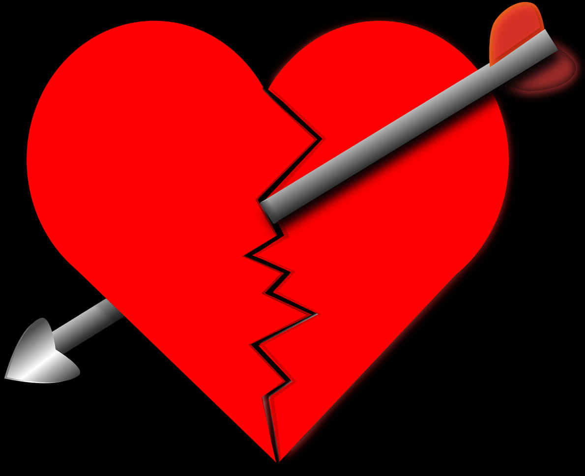 Broken Heartwith Arrow PNG Image