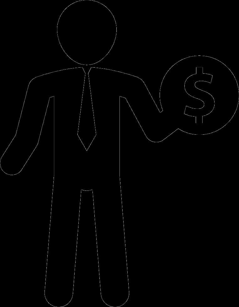 Businessman Holding Dollar Sign Icon PNG Image