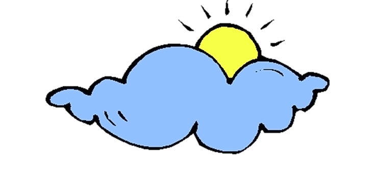 Cartoon Cloudand Sunon Black Background PNG Image