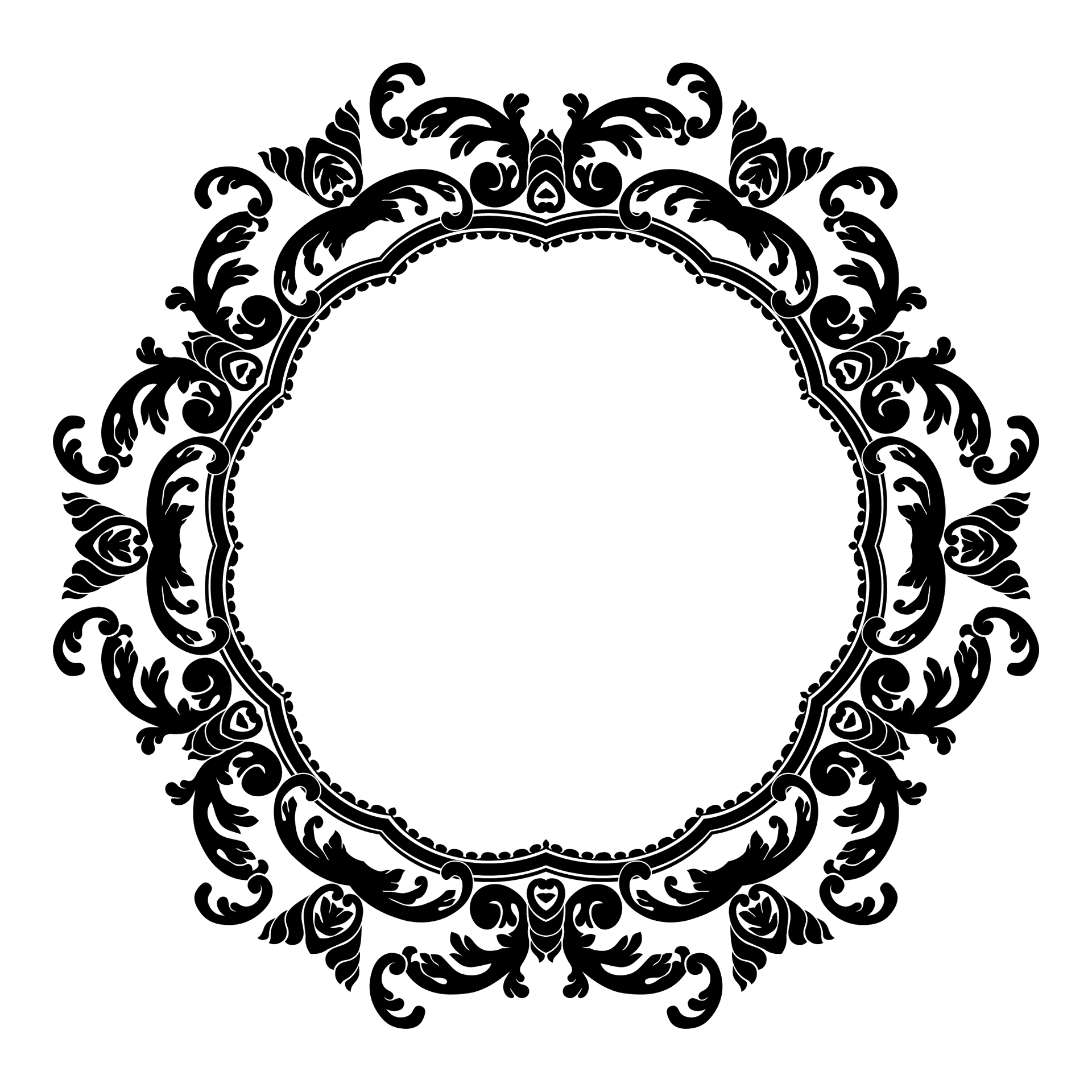 Elegant Black Floral Frame Design PNG Image