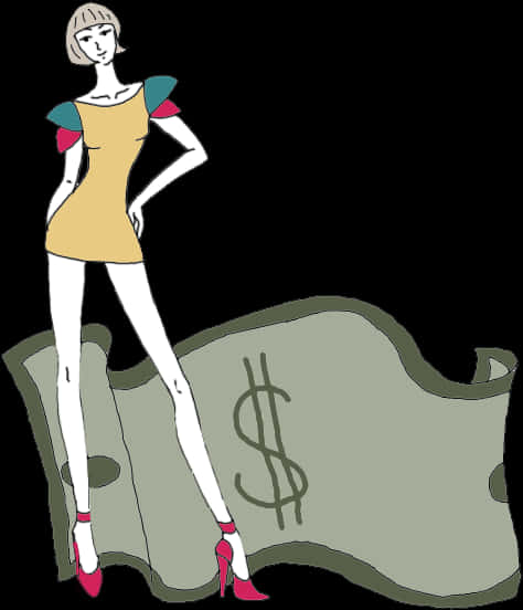 Fashionable Figureon Money Carpet PNG Image