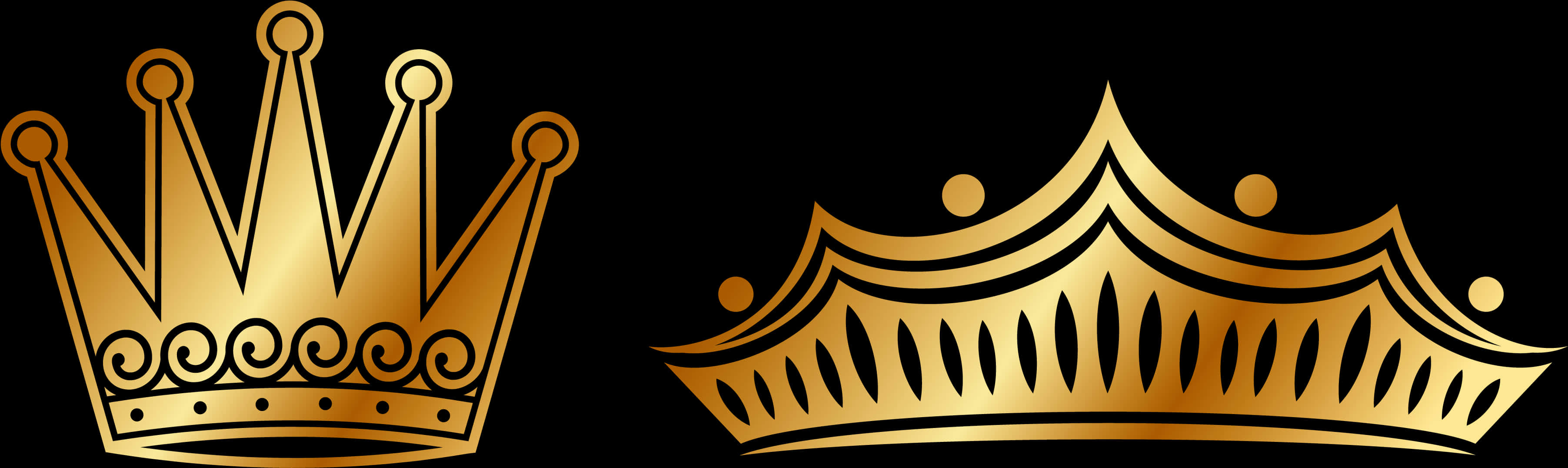 Golden Crowns Vector Illustration PNG Image