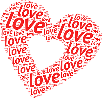 Love Word Cloud Heart Shape PNG Image