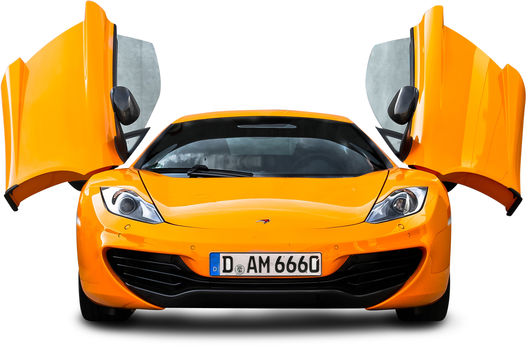 Orange Sports Car With Doors Up PNG Image