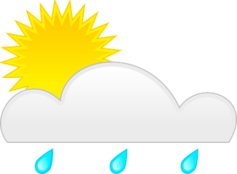 Partly Cloudy Rain Sun Icon PNG Image