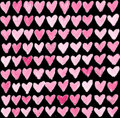 Pink Watercolor Hearts Pattern PNG Image