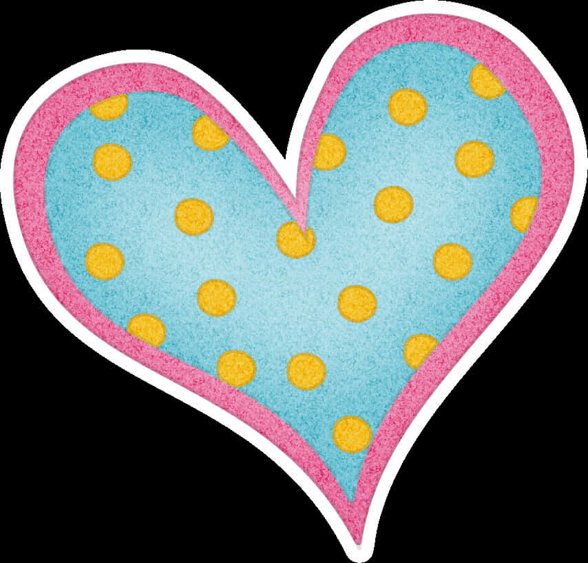 Polka Dotted Heart Sticker PNG Image