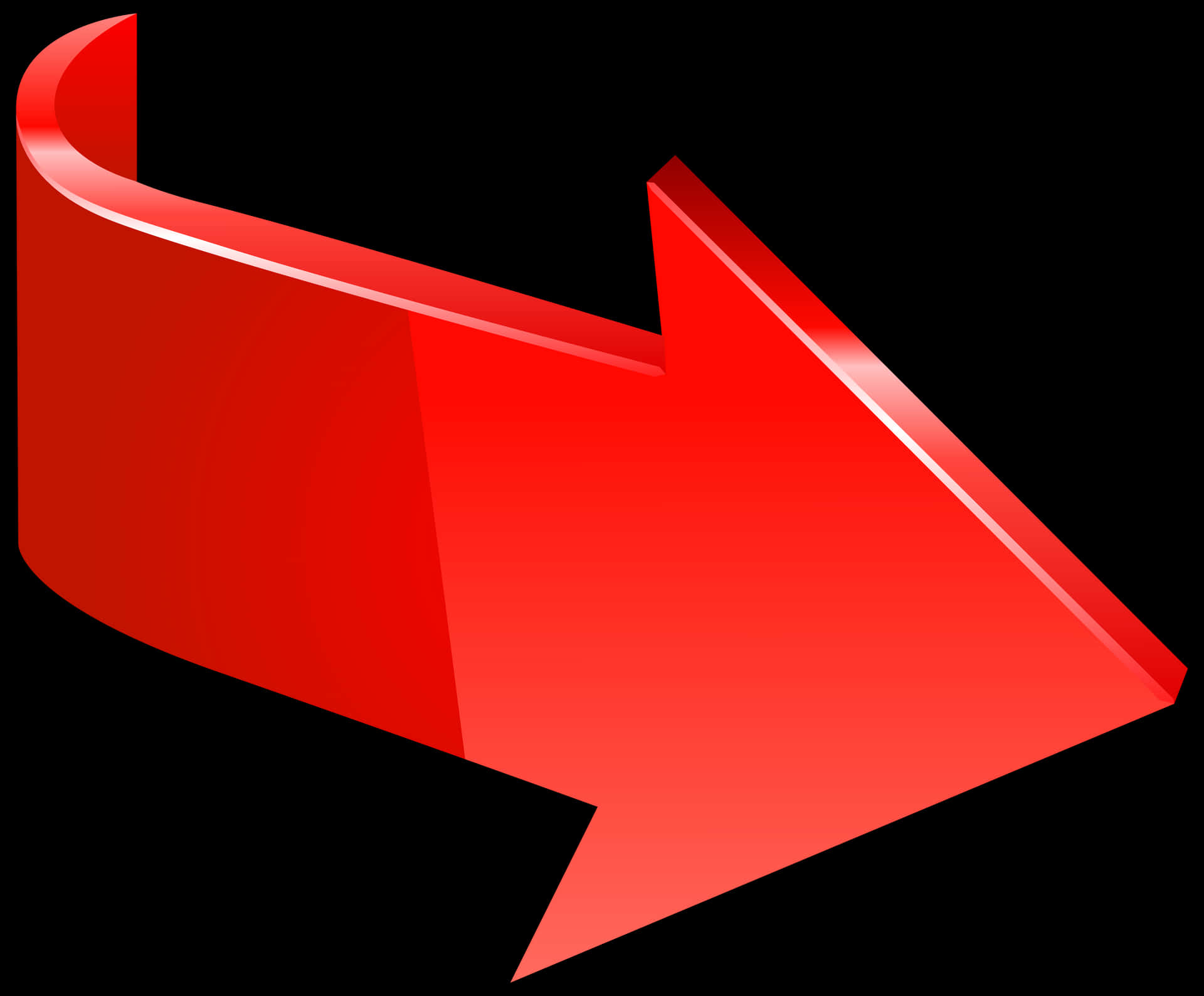 Red Curved Arrow Graphic PNG Image