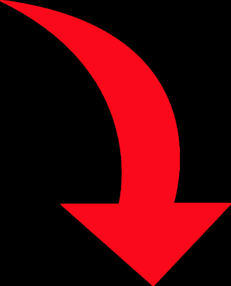 Red Curved Down Arrow PNG Image