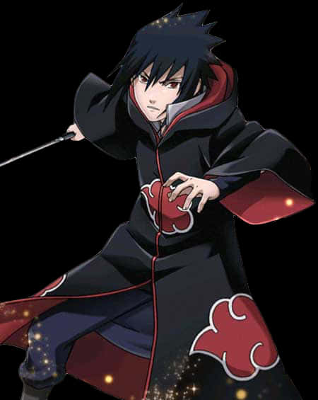 Sasuke Uchiha Akatsuki Attire PNG Image