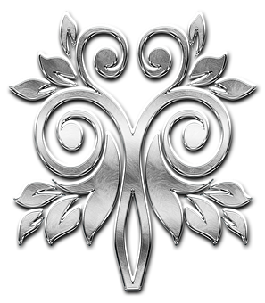 Silver Floral Emblem Design PNG Image