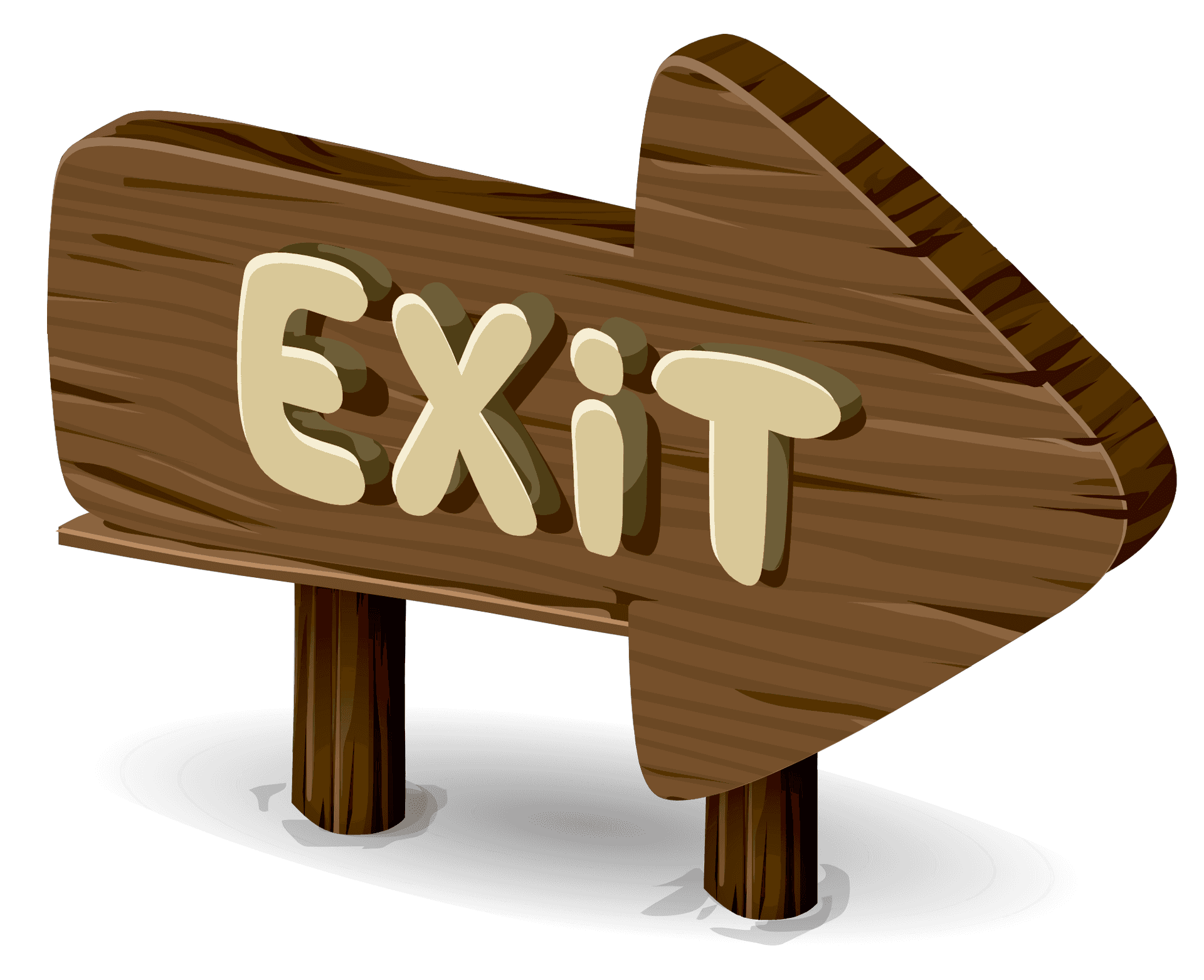 Wooden Exit Sign Illustration PNG Image