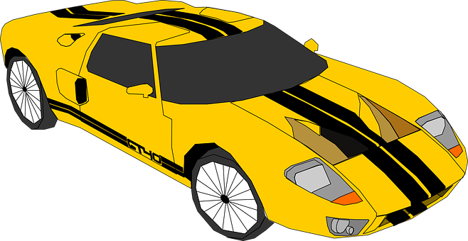 Yellow Sports Car Illustration PNG Image